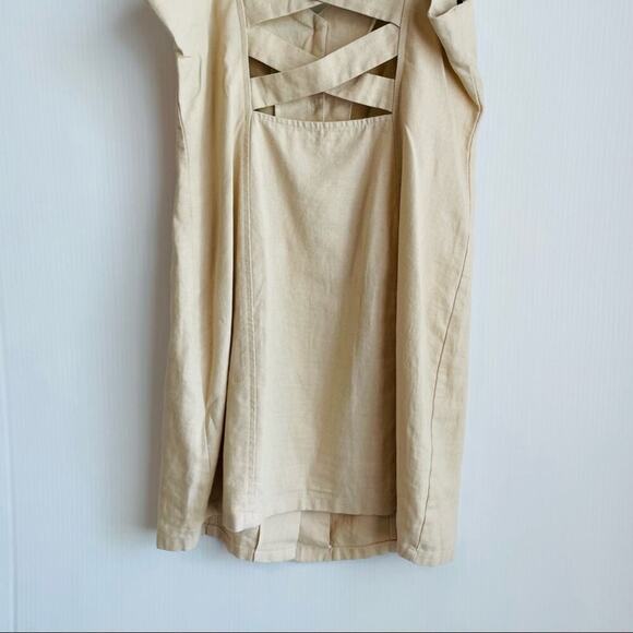 Madeline& Monroe button front casual dress cross cross strappy back Medium cream - Picture 2 of 7